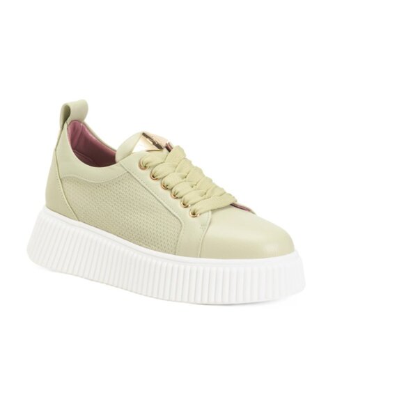 LORENZO MARI Green Made In Italy Leather Sneakers